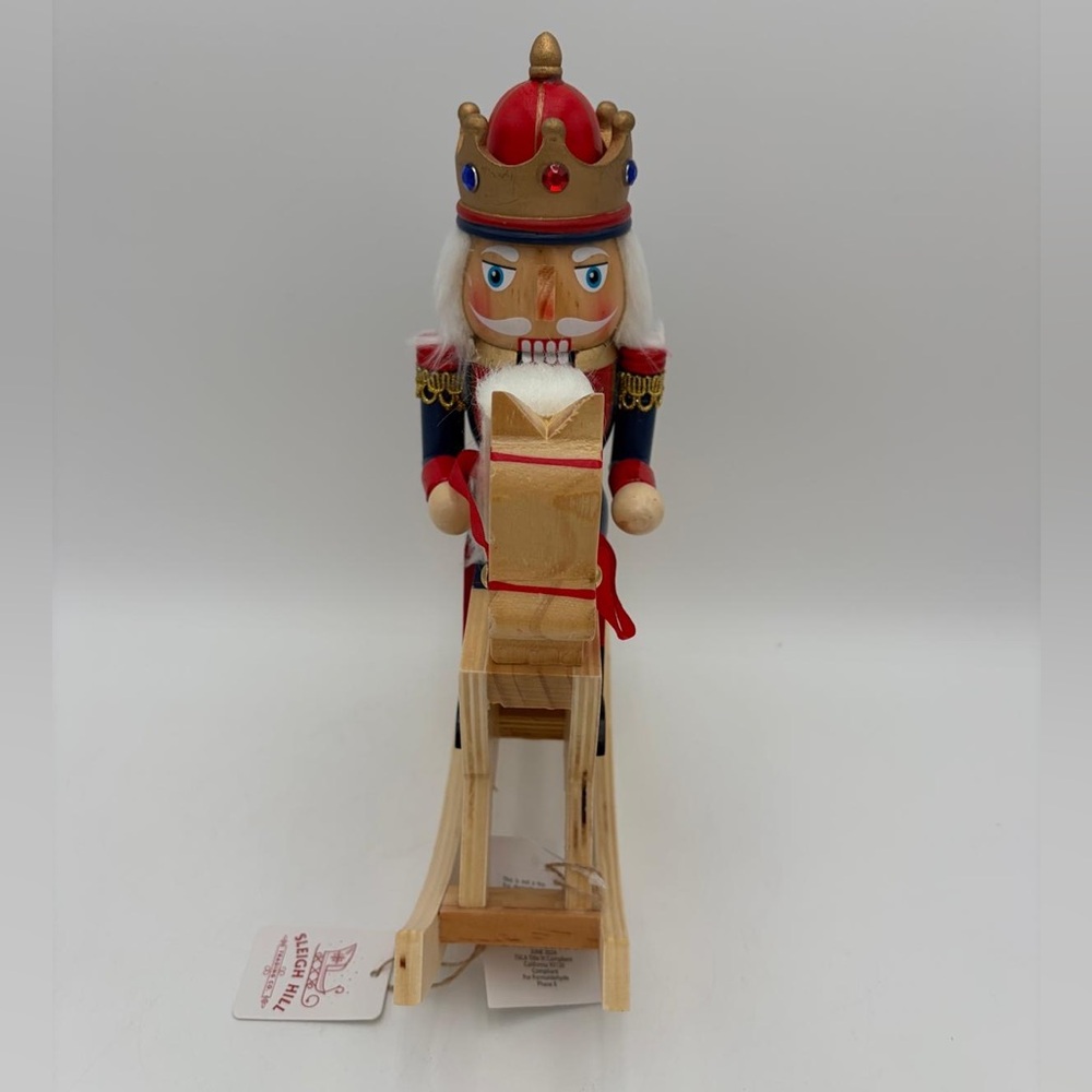 Sleigh Hill Trading Co Wooden Nutcracker on Rocking Horse Holiday Decor